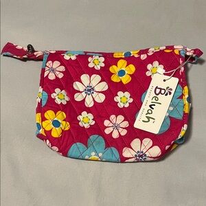 Belvah Floral Quilted Pouch Makeup Bag NWT